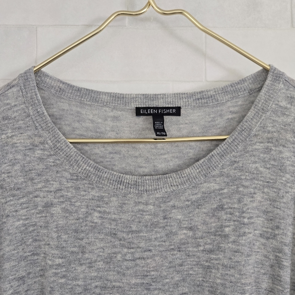 Eileen Fisher Merino Wool Alpaca Tunic Top Sweater Dress Gray Long Sleeve XL - Picture 3 of 9